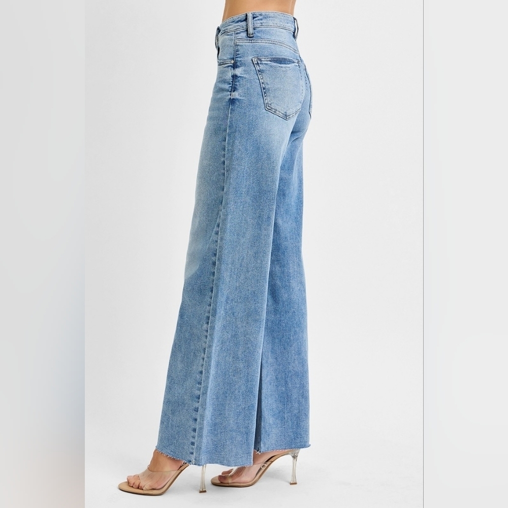 RISEN HR Tummy Control Light Wash Wide Leg Palazzo Denim Jeans Various NEW - Picture 7 of 12